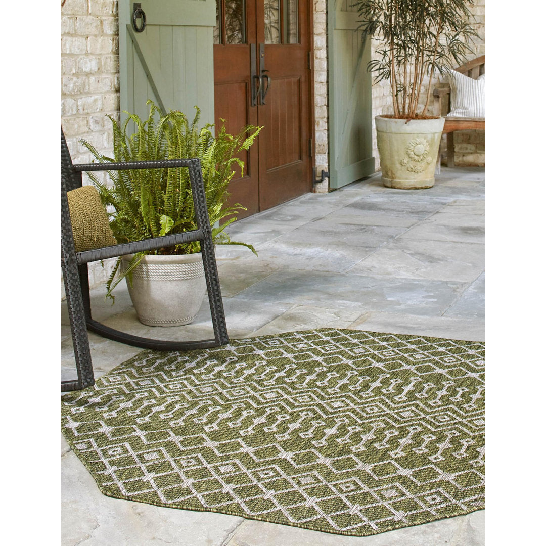 Adley Southwestern Green/Beige Indoor/Outdoor Area Rug Gracie Oaks Rug Size: Octagon 7'10" x 7'10"