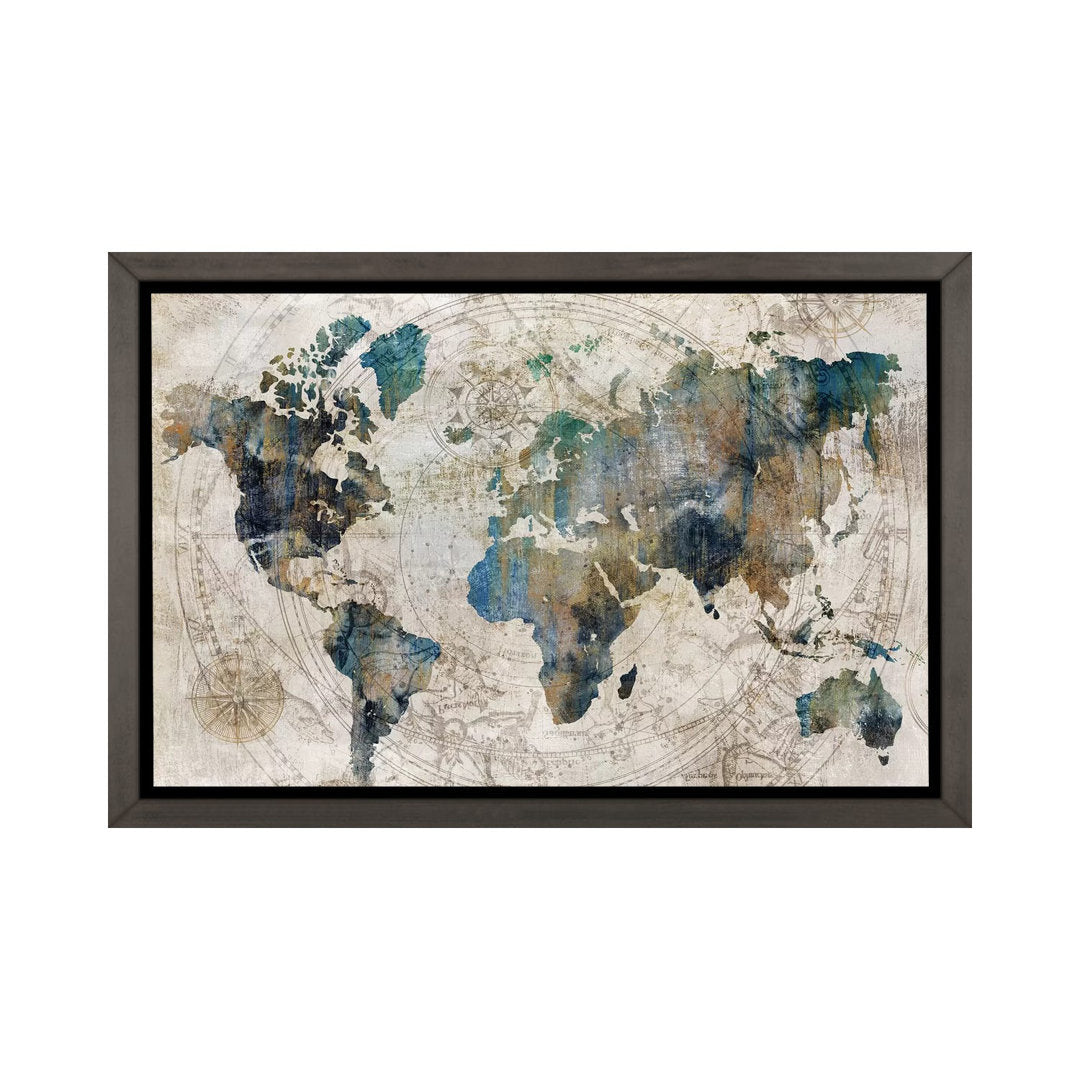 Celestial Map by Isabelle Z - Painting Print The Twillery Co.® Size: 40" H x 60" W x 1.5" D Format: Dark Rustic Gray Framed Canvas
