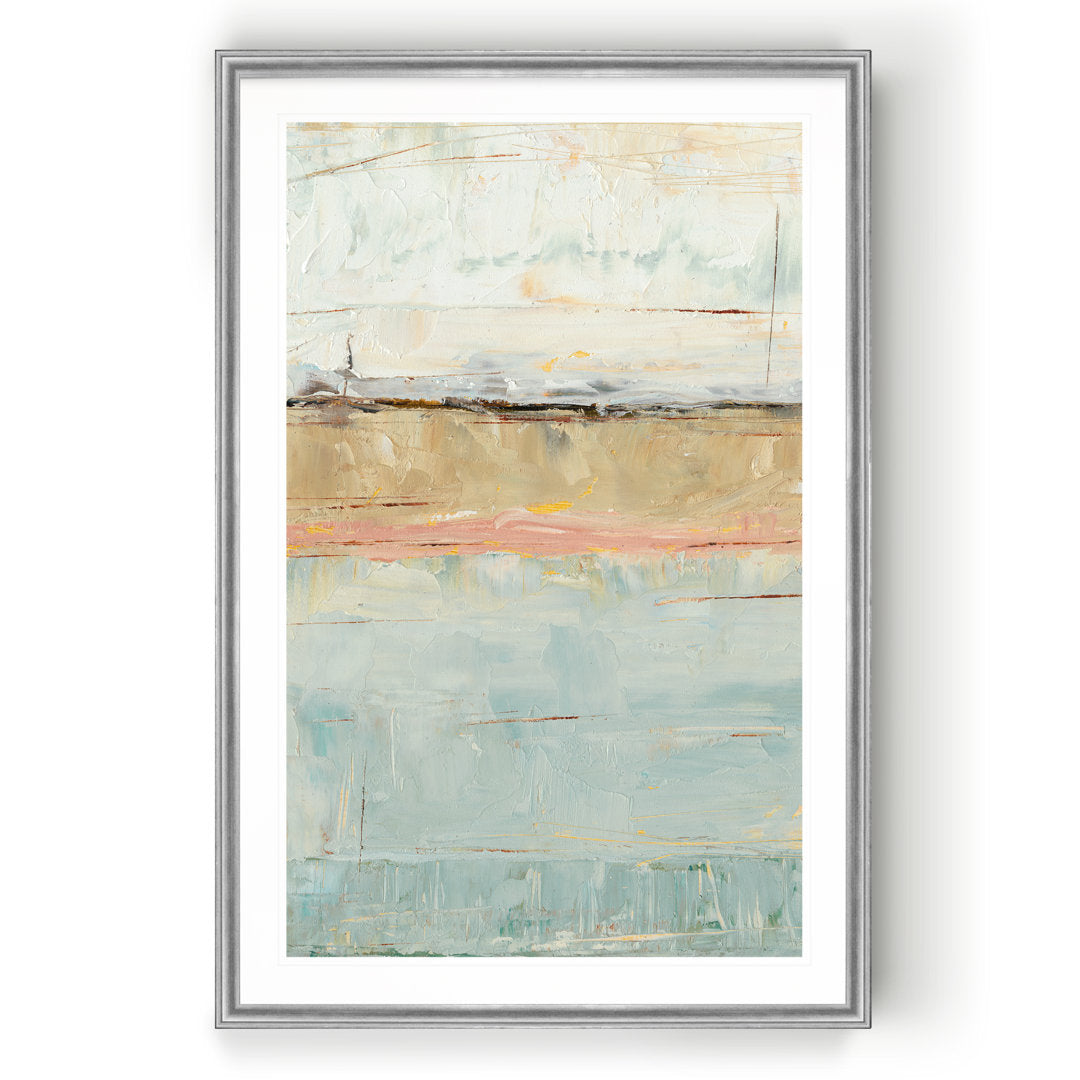 Pastel Horizon I' - Painting Print on Canvas Beachcrest Home™ Size: 30.5" H x 42.5" W x 1.5" D Format: Silver Framed