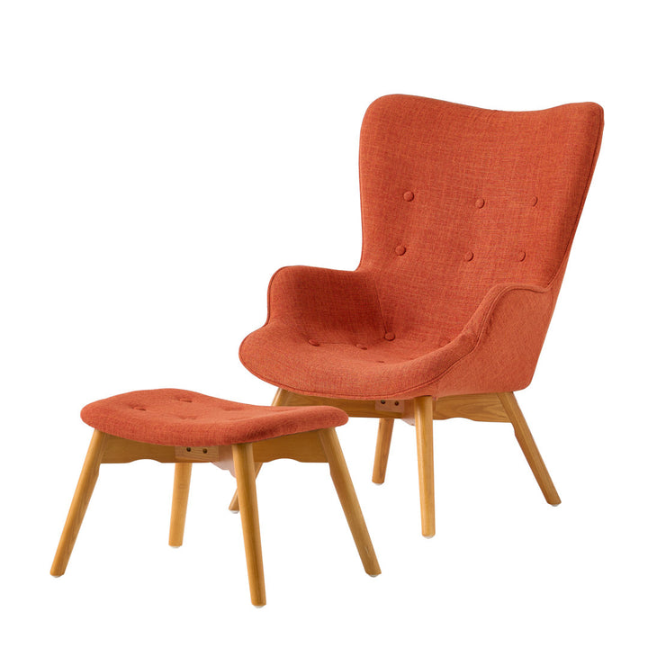 Dayon 68.58Cm Wide Tufted Polyester Lounge Chair and Ottoman George Oliver Fabric: Orange  Polyester Blend