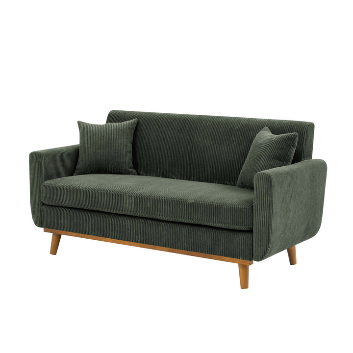 Artina 65'' Square Arm Loveseat Wade Logan® Fabric: Dark Green Corduroy
