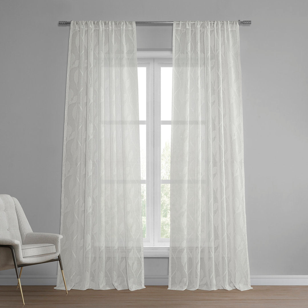 Faux Linen Sheer Curtains for Bedroom, Living Room Curtains for Large Window Single Panel Drape Winston Porter Size per Panel: 50" W x 84" L
