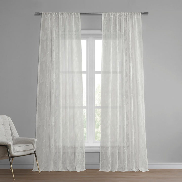 Faux Linen Sheer Curtains for Bedroom, Living Room Curtains for Large Window Single Panel Drape Winston Porter Size per Panel: 50" W x 84" L