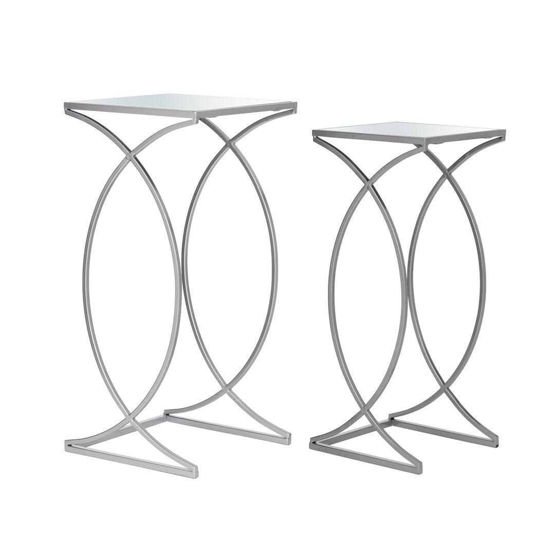 Loquette Glass Sled Nesting Tables Etta Avenue™ Table Base Color: Silver