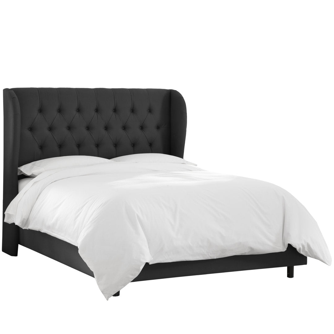 Knaresborough Tufted Upholstered Low Profile Standard Bed Greyleigh™ Size: Queen Body Fabric: Black Twill