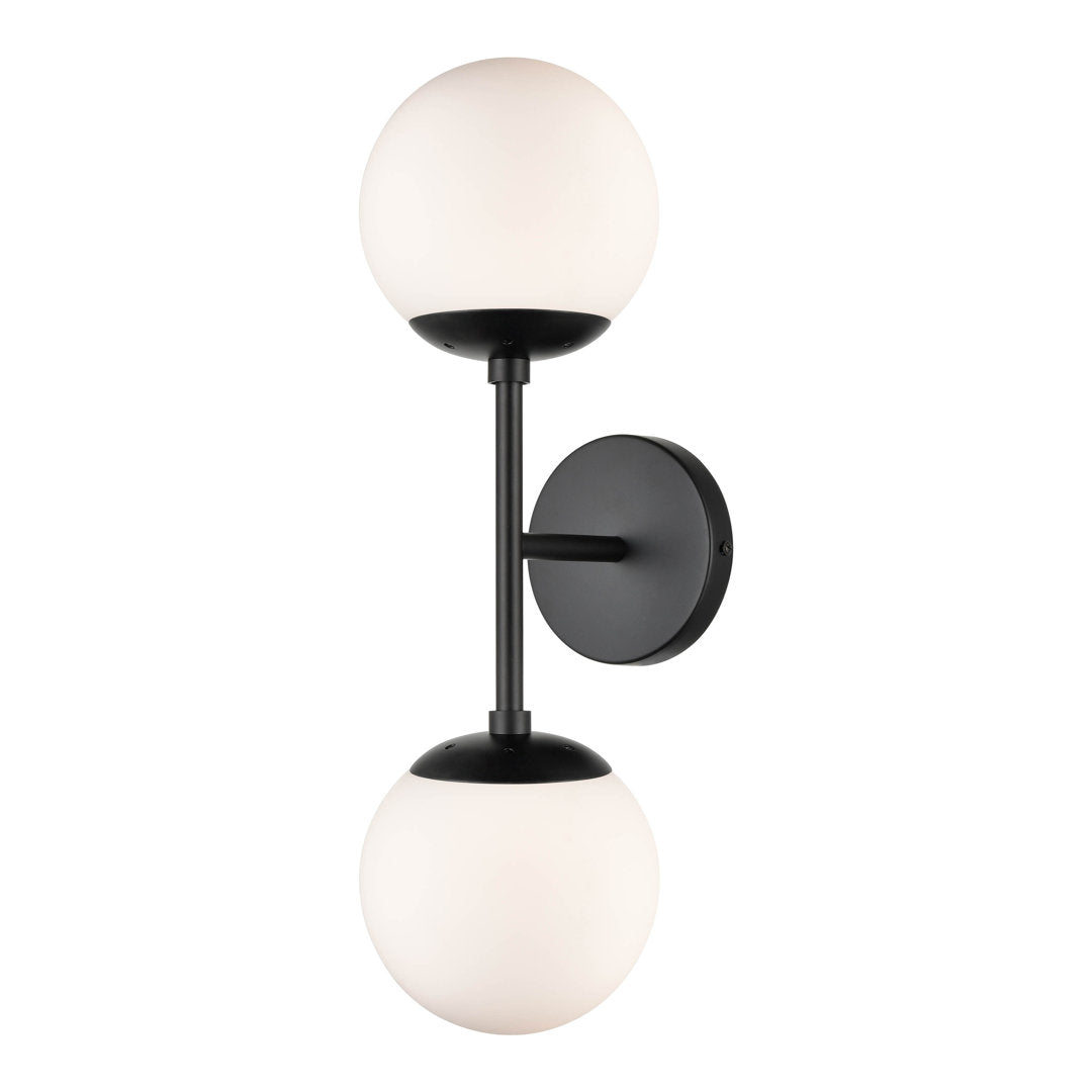 Cournoyer 2-Light Dimmable Wallchiere George Oliver Shade Color: White Finish: Black