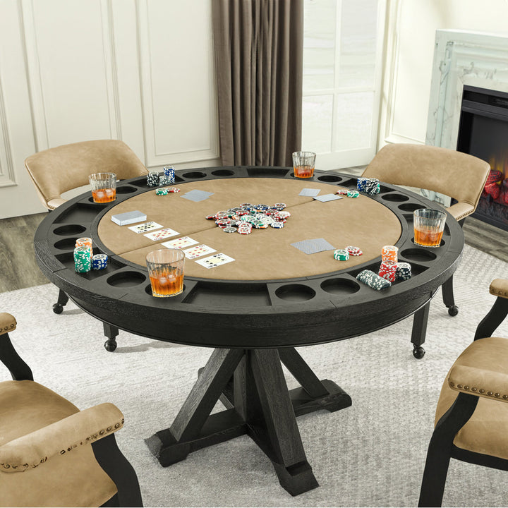 Steve Silver Furniture 50'' 8 - Player Foldable Poker Table Steve Silver Furniture Size: Dining height 30" Finish: Black