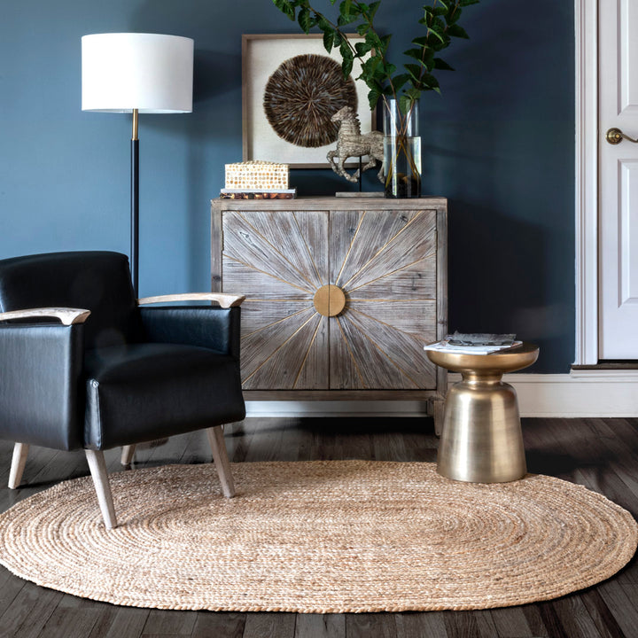 Natural Jute Area Rug Breakwater Bay Rug Size: Oval 5' x 8'