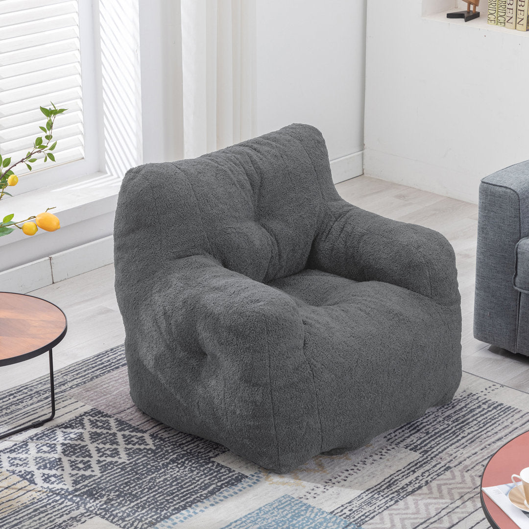 Medium Bean Bag Chair Viv + Rae™ Body Fabric: Gray Faux Fur