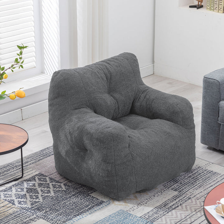 Medium Bean Bag Chair Viv + Rae™ Body Fabric: Gray Faux Fur