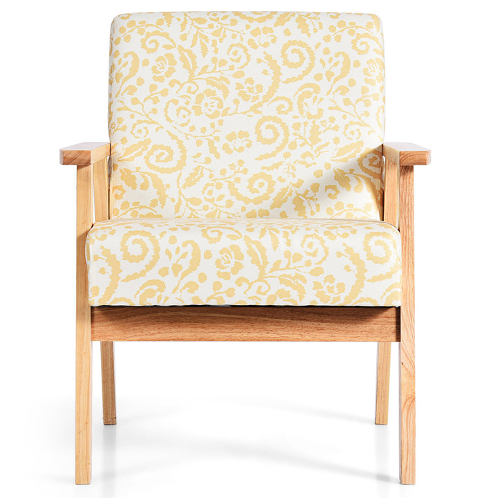 25" Wide Linen Armchair George Oliver Fabric: Yellow Floral 100% Linen