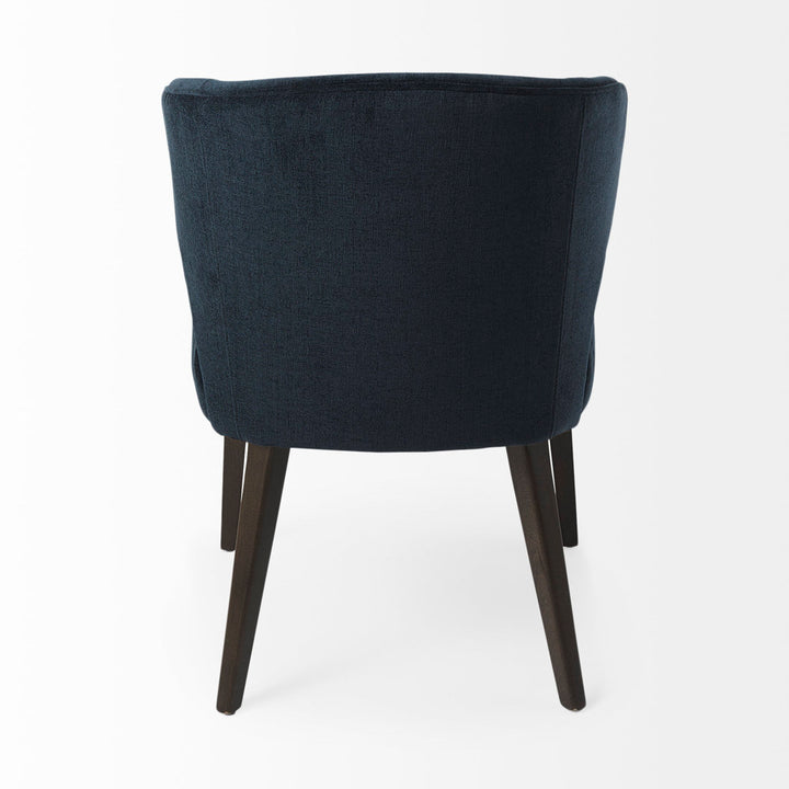 Golino Fabric Upholstered Wingback Side Chair Joss & Main Upholstery Color: Navy, Leg Color: Dark Brown