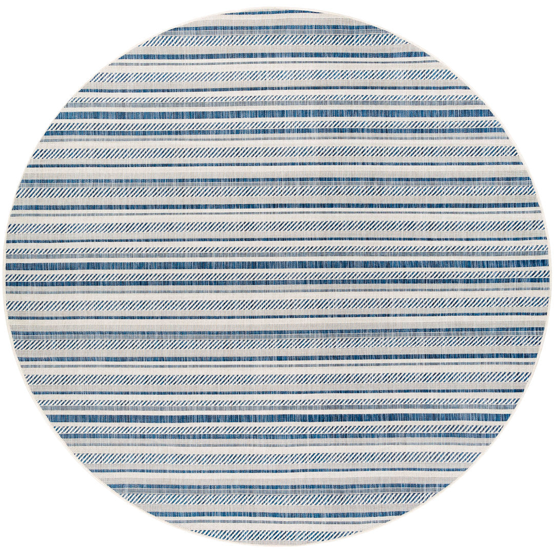 Bellino Striped Denim Indoor/Outdoor Area Rug Beachcrest Home™ Rug Size: Round 7'10"