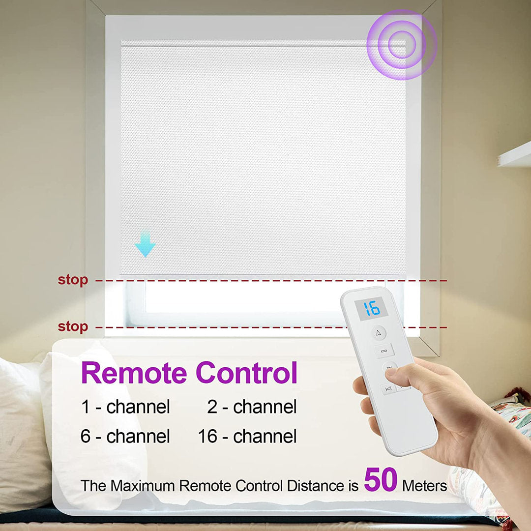 Smart Motorized Blackout White Roller Shade Symple Stuff Blind Size: 34" W x 72" L