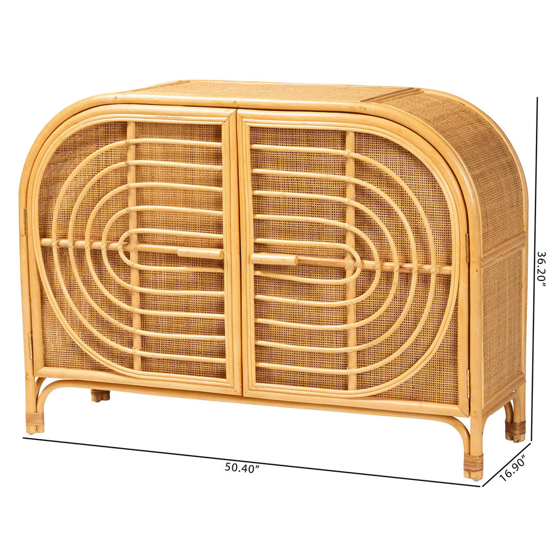 Ovalet Modern Bohemian Rattan 2-Door Sideboard Bay Isle Home™