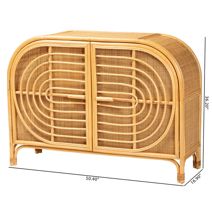 Ovalet Modern Bohemian Rattan 2-Door Sideboard Bay Isle Home™