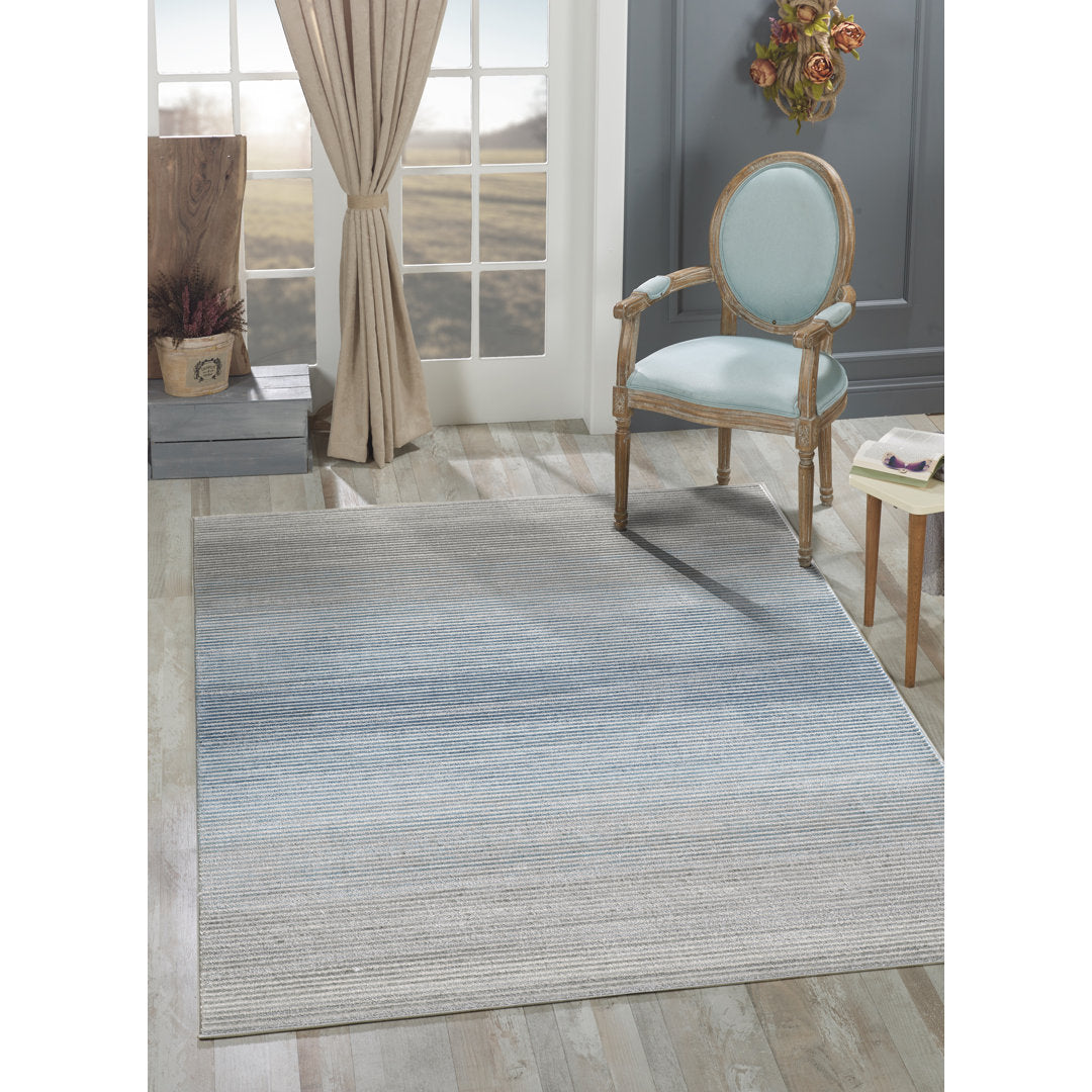 Woodstock Striped Gray/Blue Area Rug Highland Dunes Rug Size: Rectangle 5'3" x 7'6"