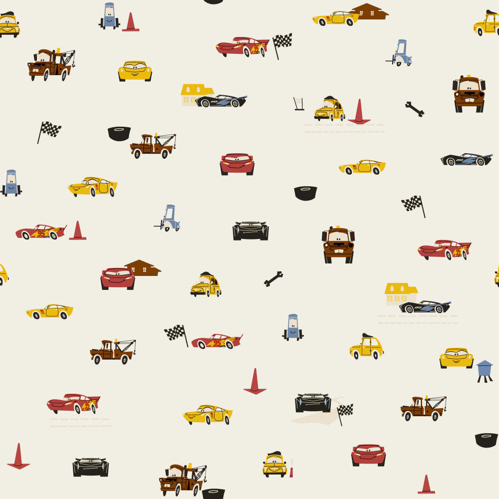 Disney and Pixar Cars Racing Spot 33' L x 20.5" W Wallpaper Roll York Wallcoverings Color: Cream