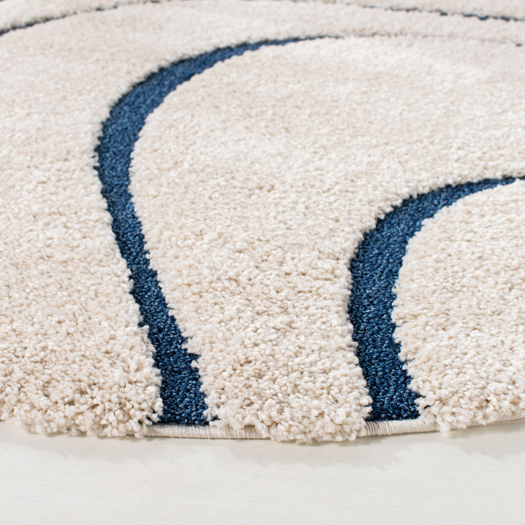 Ashal Abstract Cream/Blue Area Rug Wade Logan® Rug Size: Square 11'