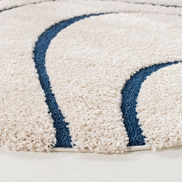 Ashal Abstract Cream/Blue Area Rug Wade Logan® Rug Size: Square 11'