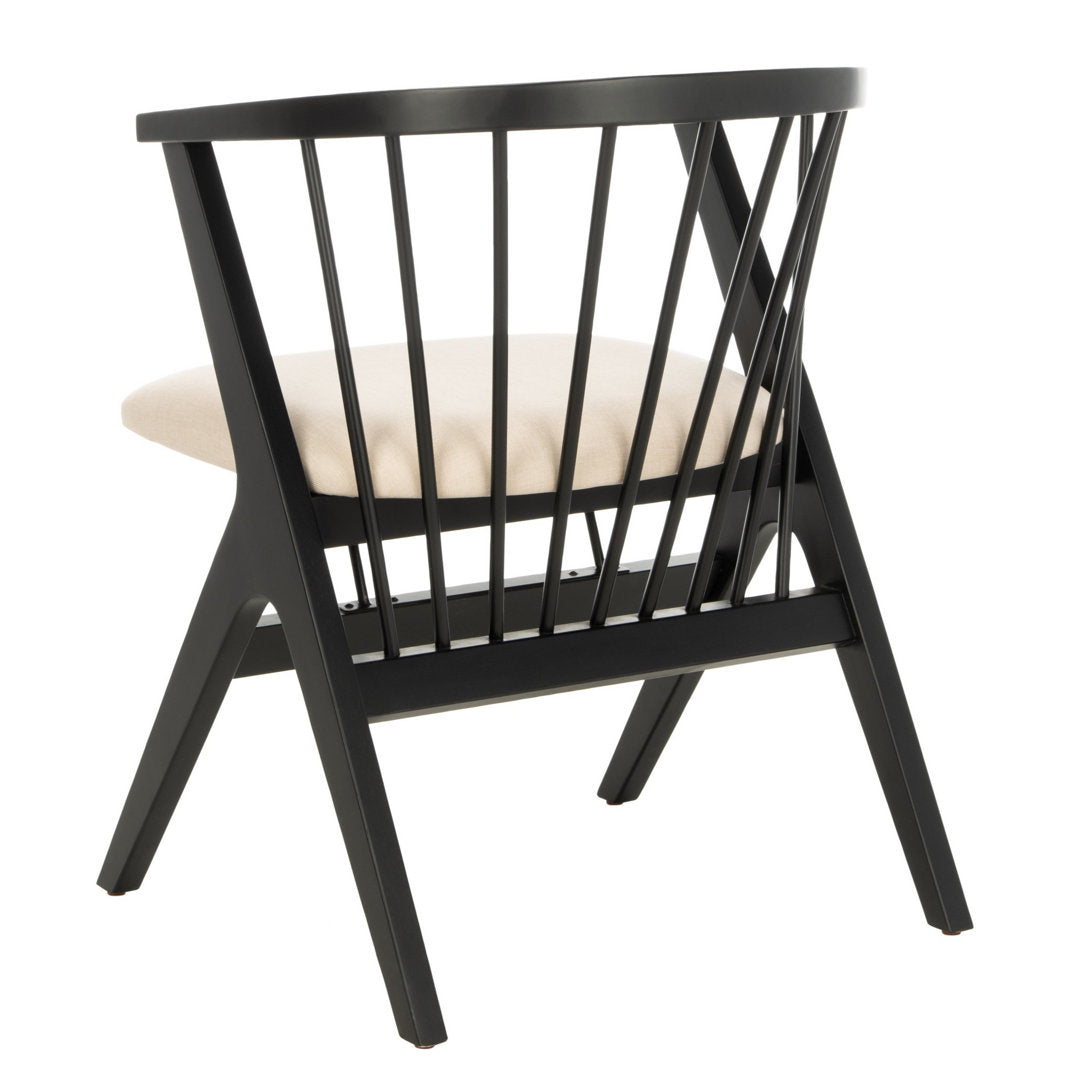 Artemis Slat Back Side Chair in Black (Set of 2) Mistana™ Color: Black, Upholstery Color: Beige