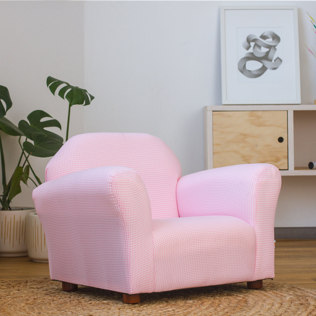 Weybridge Kid's Club Chair Gingham Pattern Gemma Violet Color: Pink