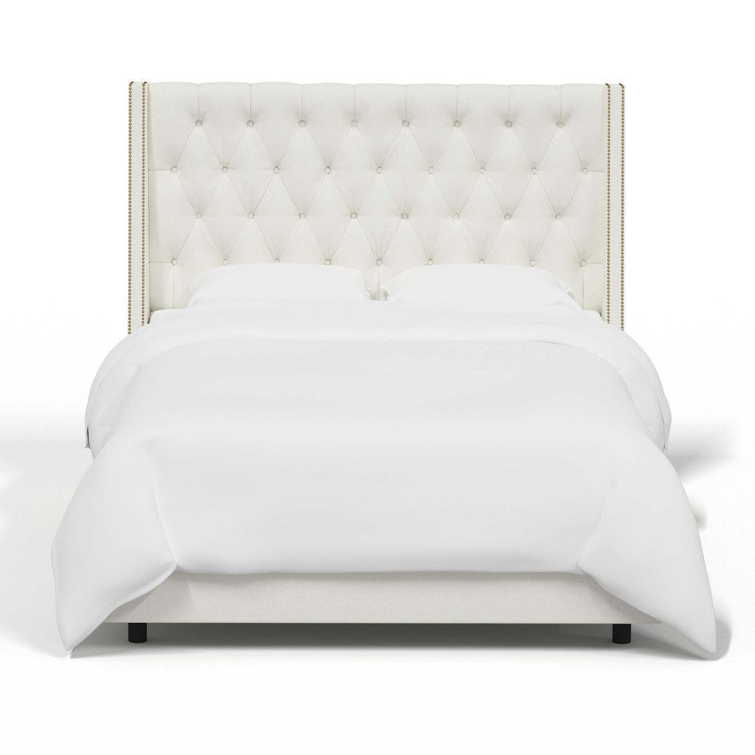 Annabel Upholstered Wingback Bed Kelly Clarkson Home Size: Queen Body Fabric: Zuma White Textured Linen