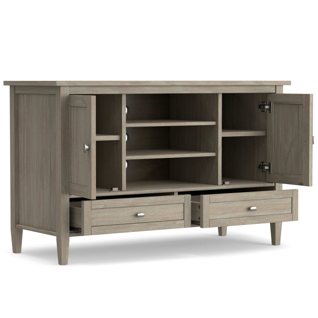 Warm Shaker SOLID WOOD TV Media Stand iFor TVs up to 50 inches Simpli Home Color: Distressed Gray