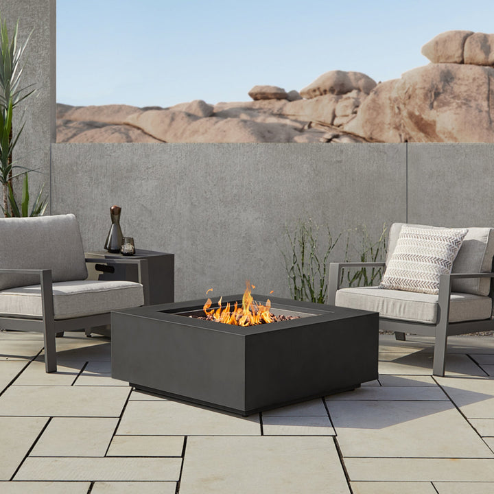 AEGEAN Propane / Natural Gas Outdoor Fire Pit Table Real Flame Size: 16" H x 36" W x 36" D Finish: Black