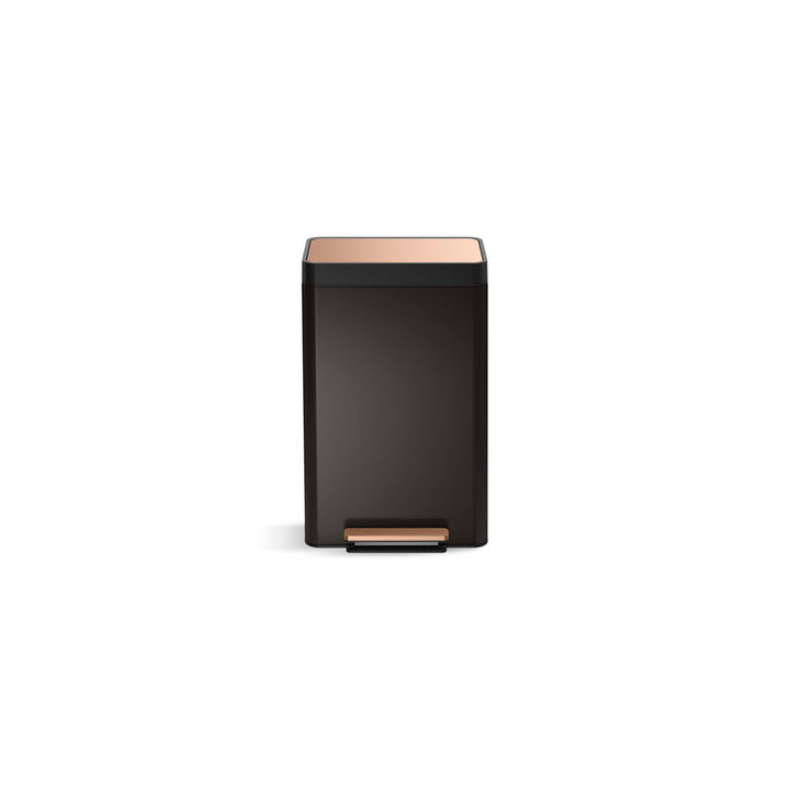 Reset 13 Gallon Kitchen Trash Can, Stainless Steel Hand Free Step Trash Can with Quiet-Close Lid Kohler Color: Black Stainless/Brushed Brass