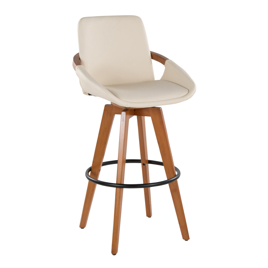 Whitacre Swivel Stool Wade Logan® Upholstery: Cream Faux Leather, Seat Height: Bar Stool (29" Seat Height)