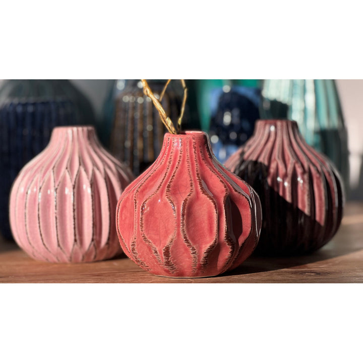 3 Piece Pink/Mauve/Rose Stoneware Table Vase Set Dakota Fields Color: Pink/Mauve/Rose