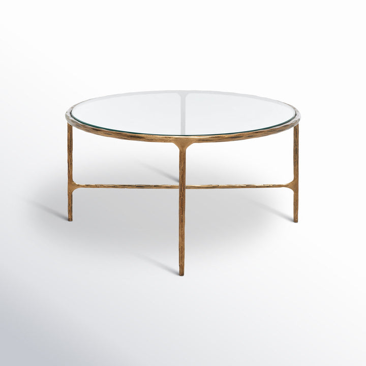 Evelynn 4 Legs Coffee Table Joss & Main Table Base Color: Brass, Table Top Color: Clear
