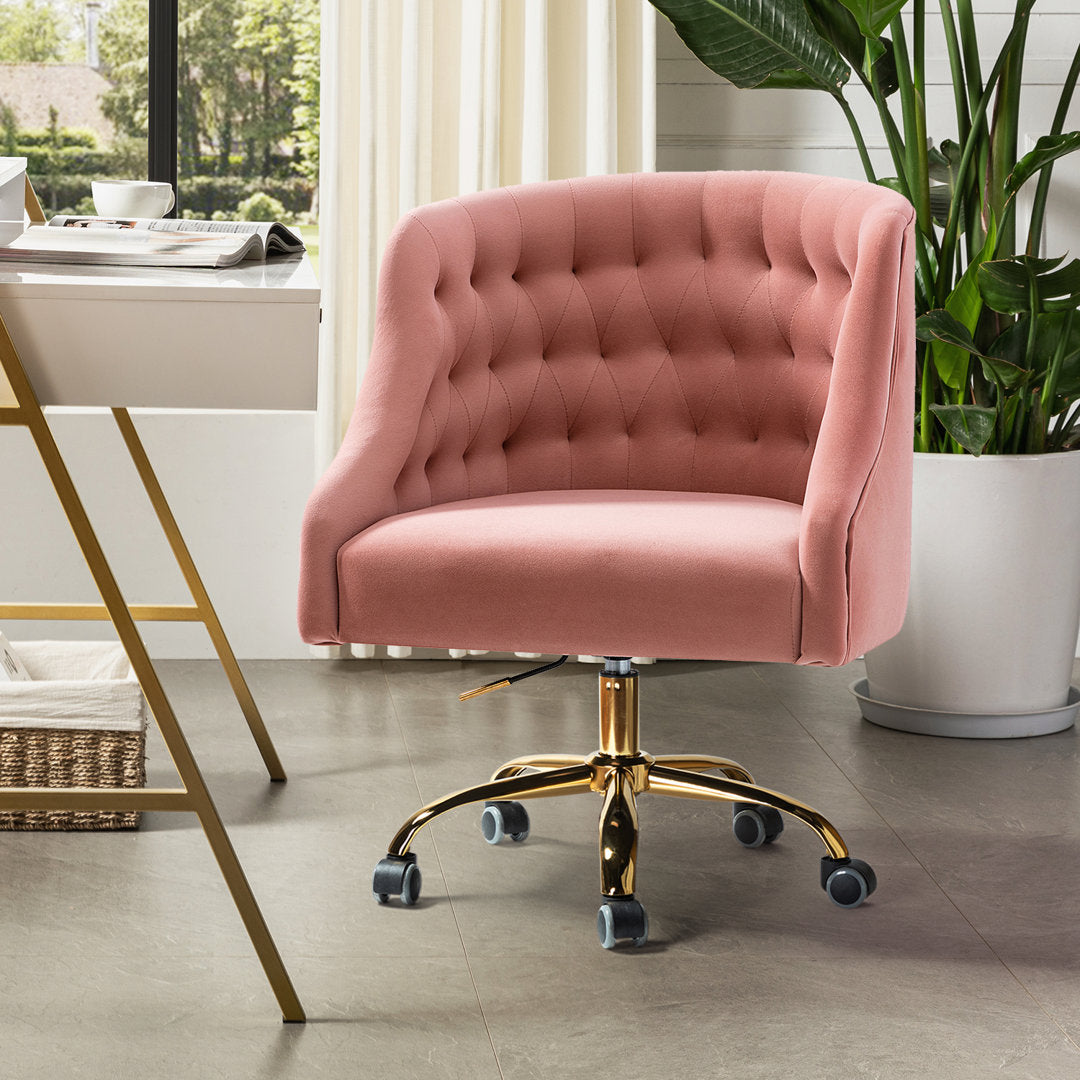 Louise 35.5'' H Velvet Hand-Curated Task Chair with Button Tufted Kelly Clarkson Home Upholstery Color: Pink Velvet