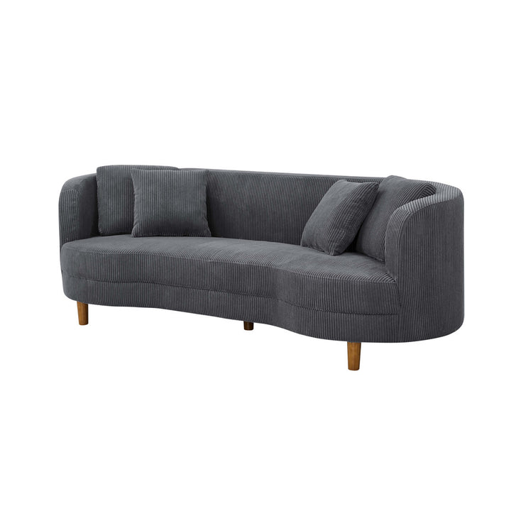 Lutanda 90" Round Arm Curved Sofa Ebern Designs Fabric: Dark Gray Corduroy