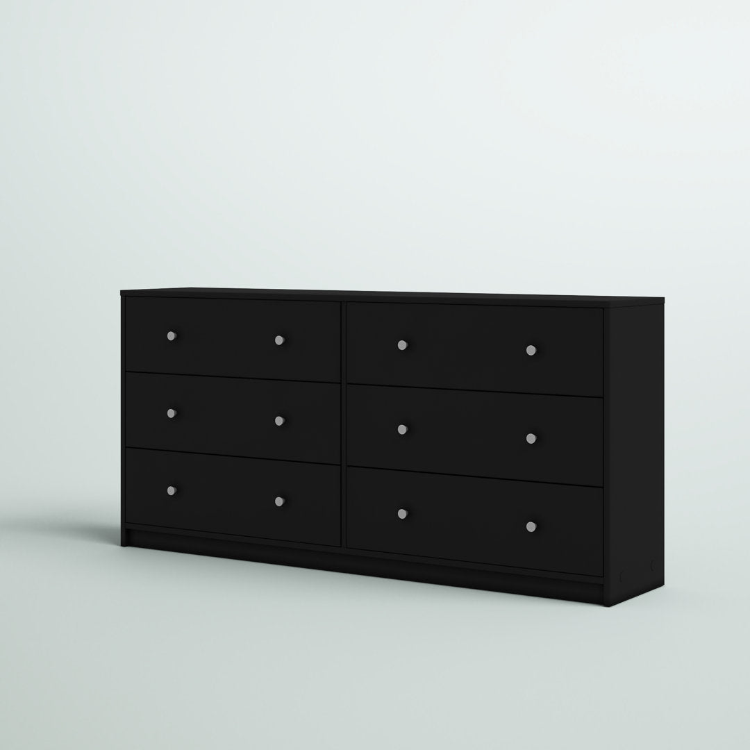 Guilford 6 Drawer 56.34" W Double Dresser Wade Logan® Color: Black