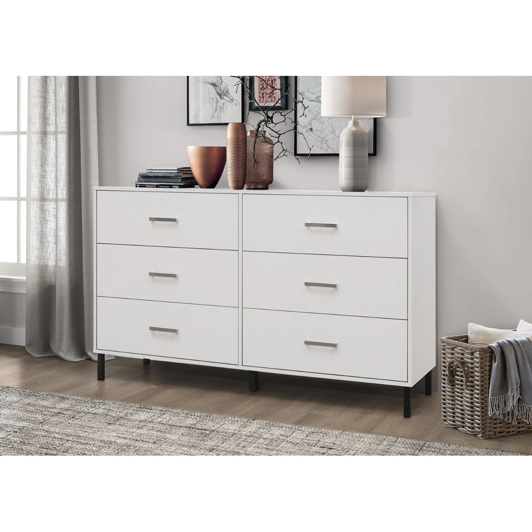 Alexei 6 Drawer 58.5" W Double Dresser Zipcode Design™ Color: White