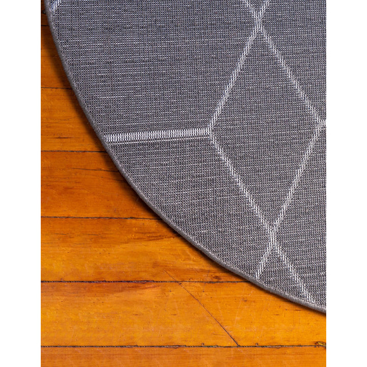 Debrodie Geometric Dark Gray Area Rug George Oliver Rug Size: Round 4'1"