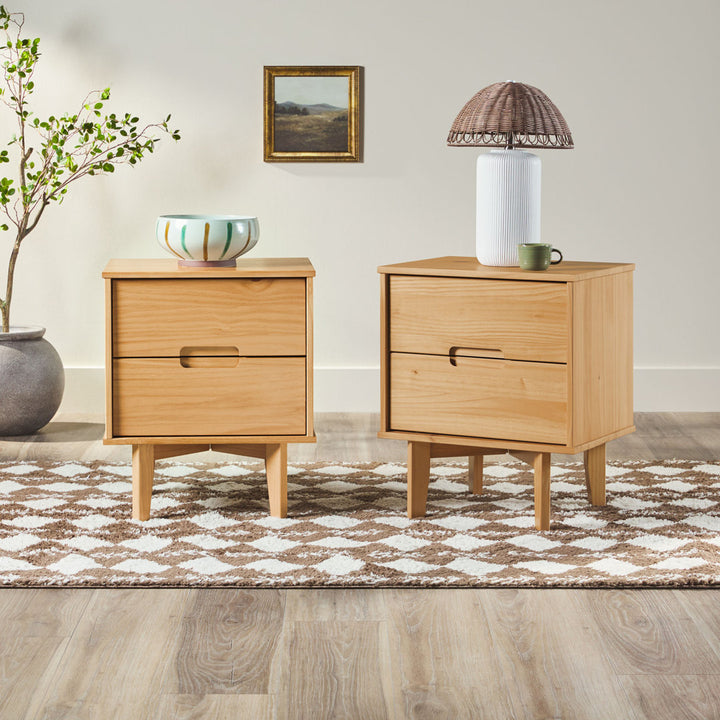 Aizlyn Mid-Century Modern Solid Wood Groove-Handle Nightstands (Set of 2) Wade Logan® Color: Natural Pine