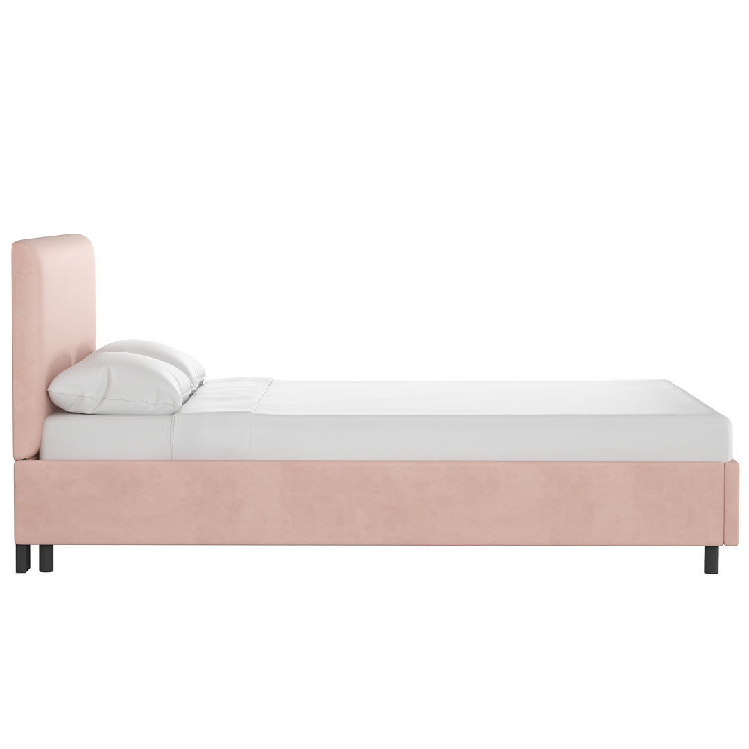 Pyburn Upholstered Low Profile Platform Bed Mercury Row® Color: Classic Blush Performance Velvet Size: Twin