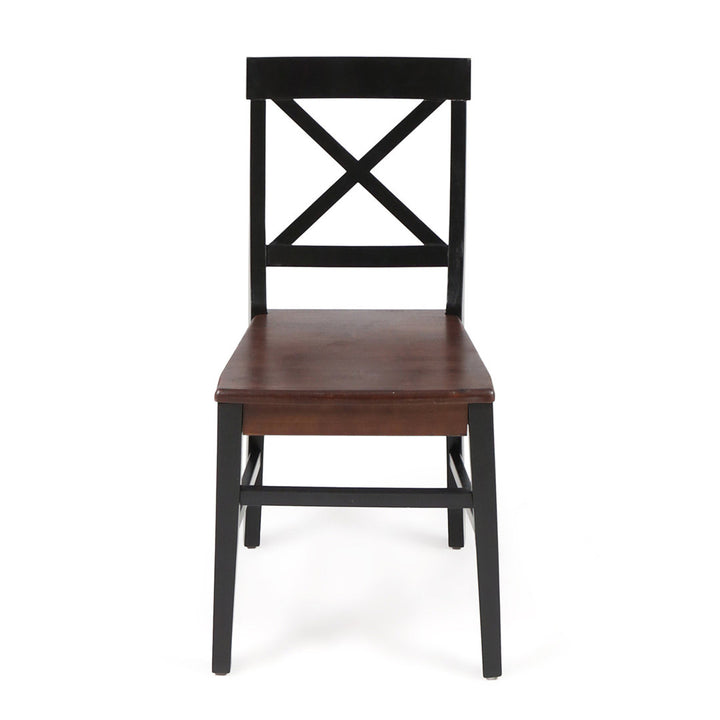 Hitz Solid Wood Cross Back Side Chair (Set of 2) Charlton Home® Color: Black/Walnut