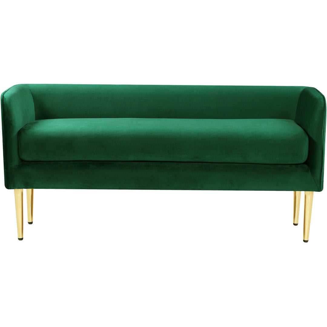 Manuel Upholstered Bench Everly Quinn Color: Green Velvet