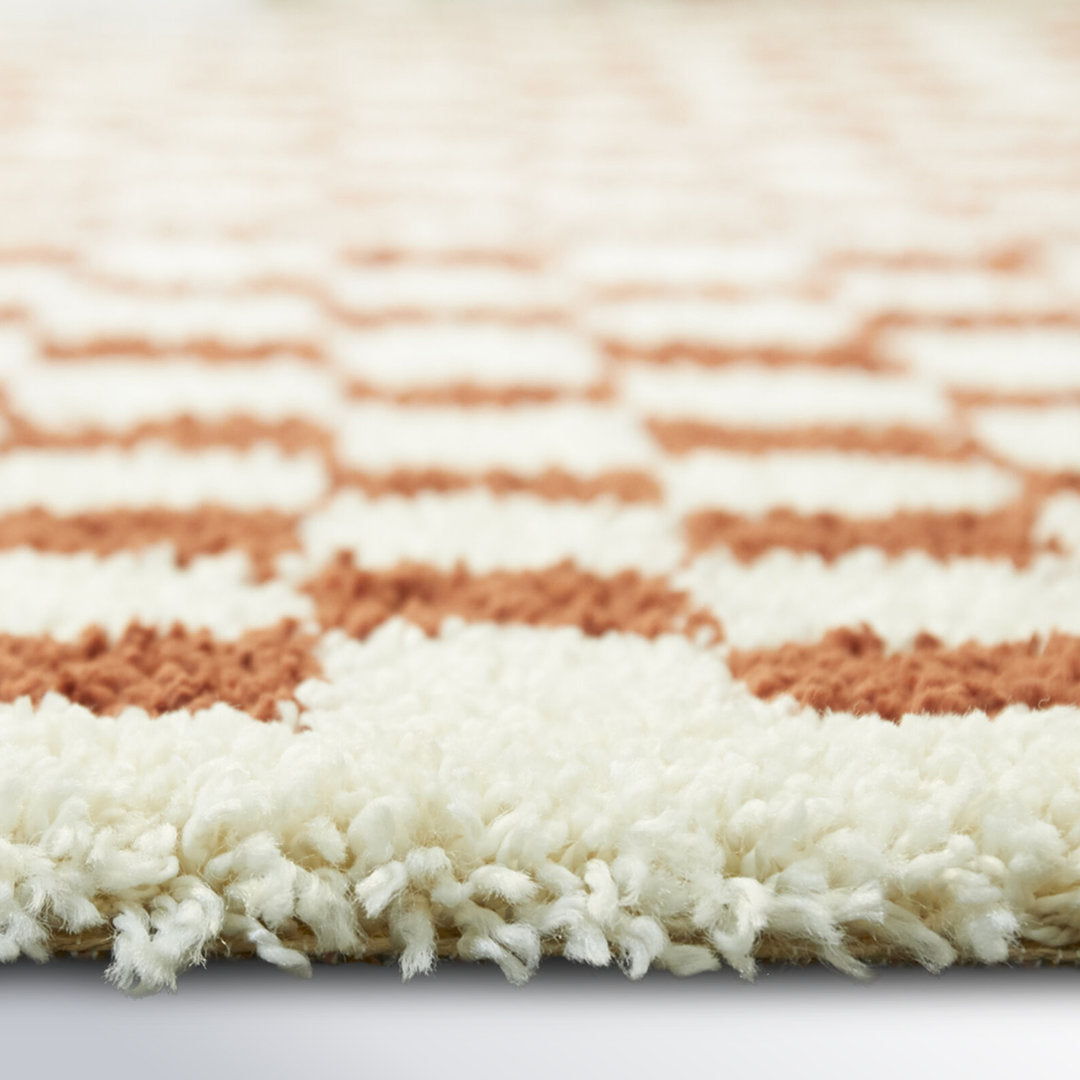 Walker Checkered Burnt Orange/Cream Shag Area Rug AllModern Rug Size: Square 6'7"