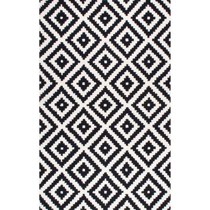 Decca Geometric Handmade Tufted Wool Black/Cream Area Rug George Oliver Rug Size: Rectangle 10' x 13'