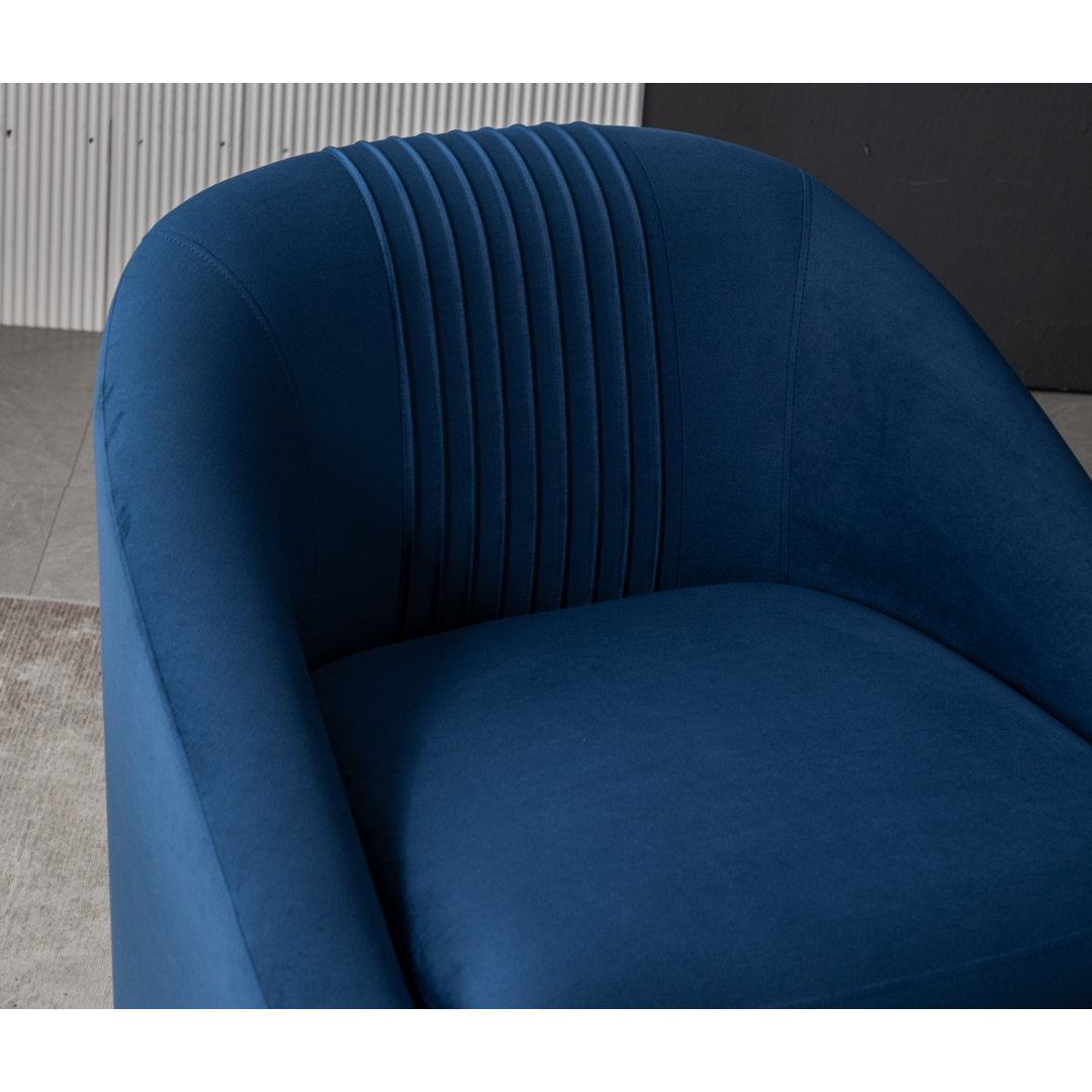 Arrun 28" W Velvet Swivel Barrel Chair (Set of 2) Wade Logan® Fabric: Blue Velvet