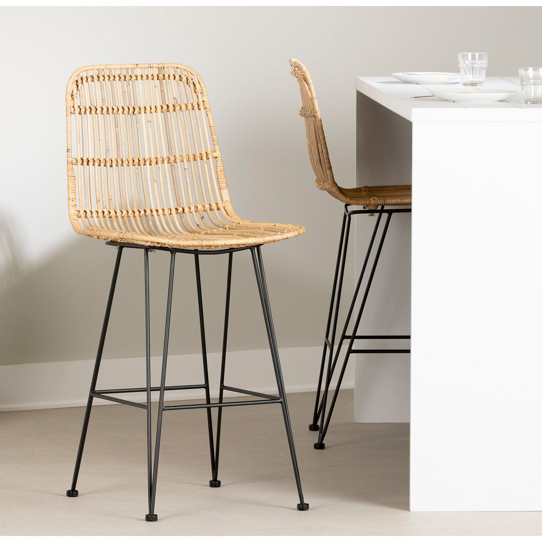 Balka Standard Rattan Counter Stool, Set Of 2 Rattan And Black (Set of 2) South Shore Color: Black/Yellow