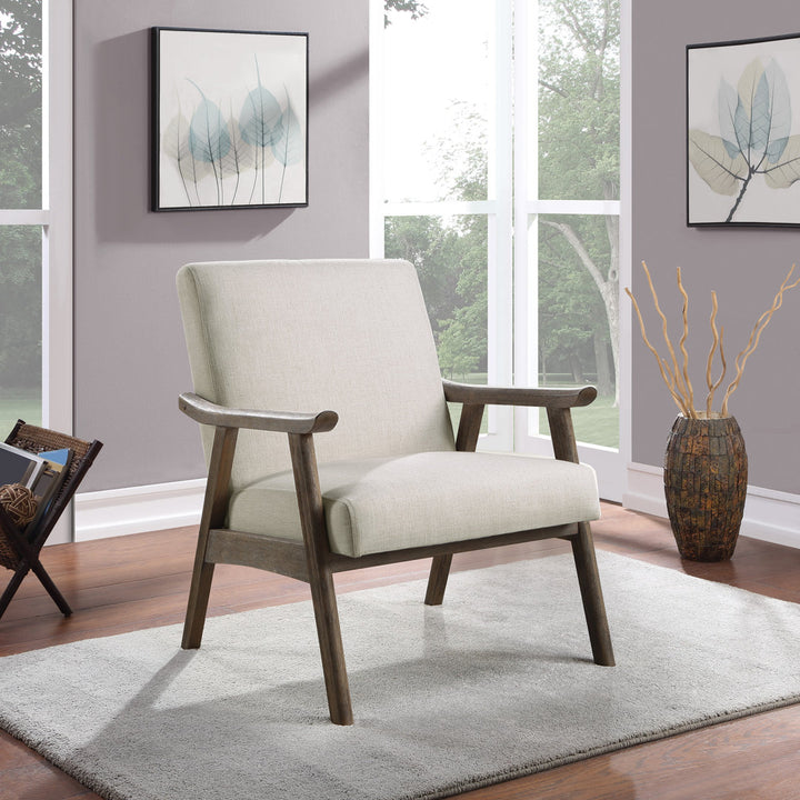 Albury 27.25" Wide Polyester Lounge Chair Wade Logan® Leg Color: Dark Brown Fabric OR Leather Type: Beige 100% Polyester