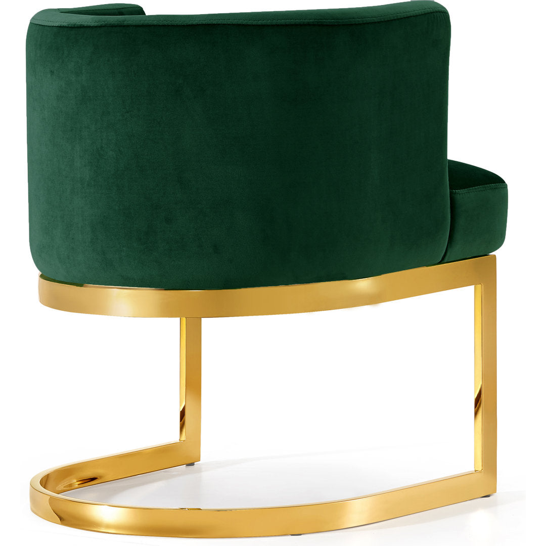 Barnier Wingback Arm Chair Everly Quinn Upholstery Color: Green, Leg Color: Gold
