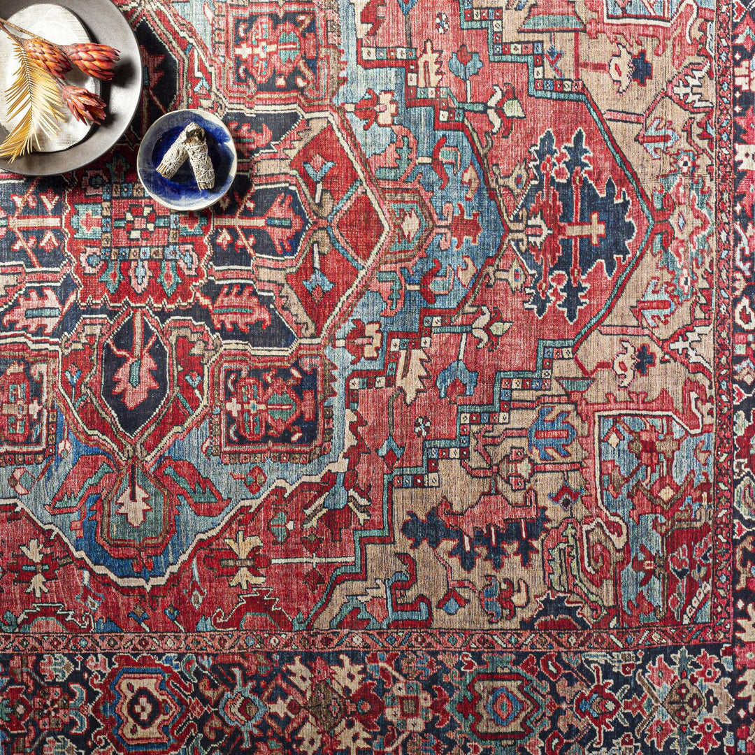 Fleckenstein Oriental Bright Red/Beige/Blue Area Rug Langley Street® Rug Size: Rectangle 7'6" x 9'6"