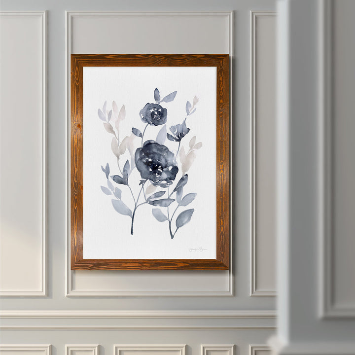 Peonies In Gray II' - Picture Frame Print on Glass Winston Porter Size: 32" H x 44" W x 1.25" D Format: Framed Espresso Canvas